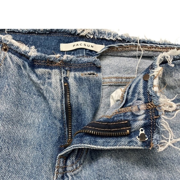 PacSun 90’s low rise distressed raw hem straight leg jeans - Picture 8 of 13